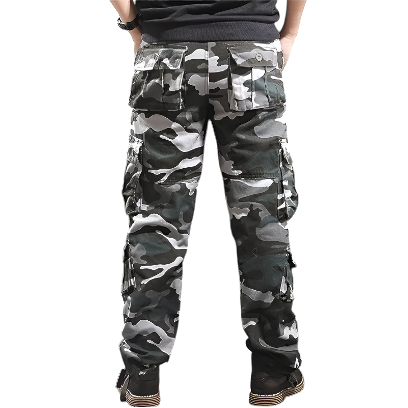 Military camo eight-pocket cargo pants