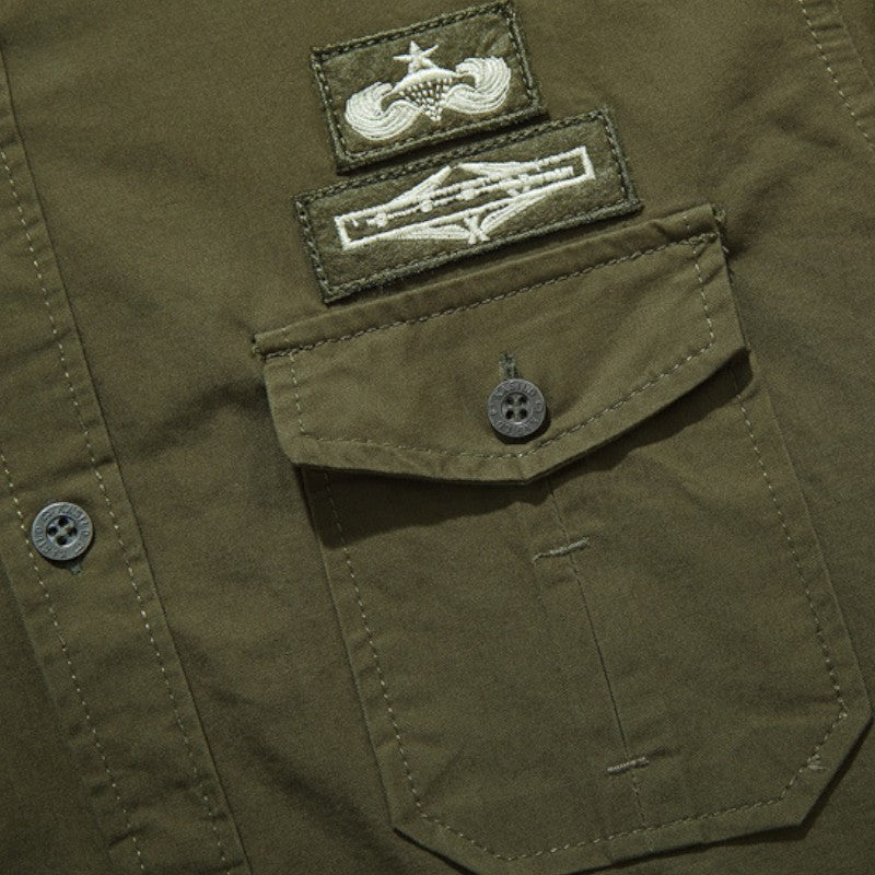 Military shirt with velcro patches