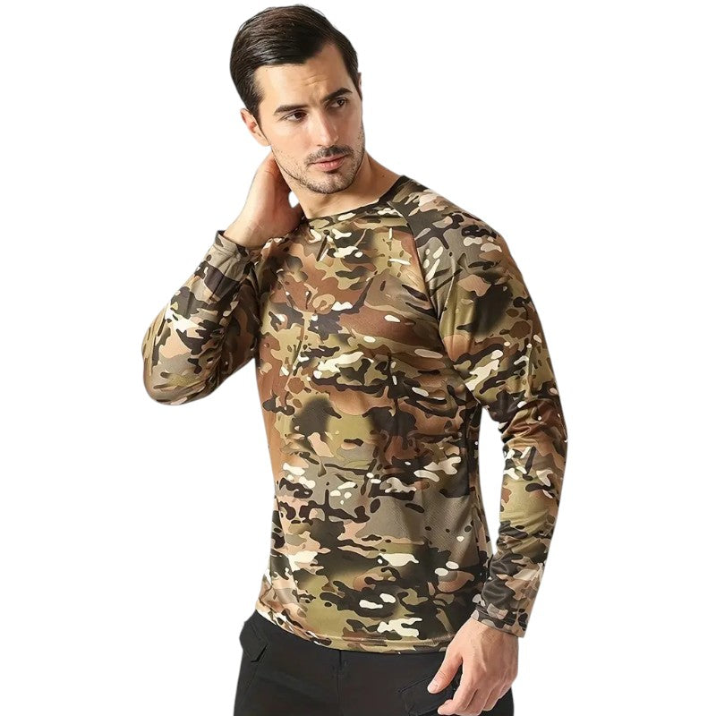 Military style men’s camo combat long sleeve t shirt