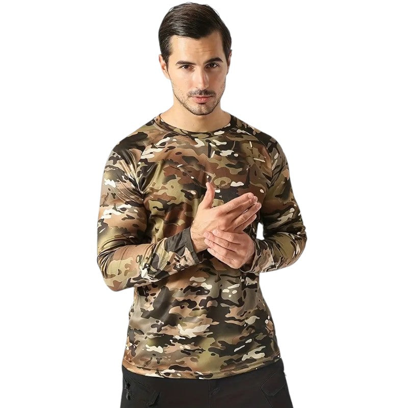 Military style men’s camo combat long sleeve t shirt