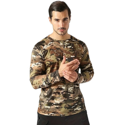 Military style men’s camo combat long sleeve t shirt