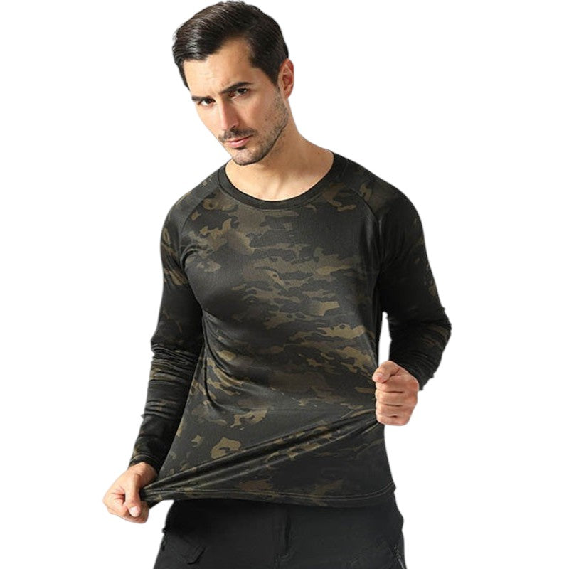 US style long sleeve tactical military army t-shirt woodland camo