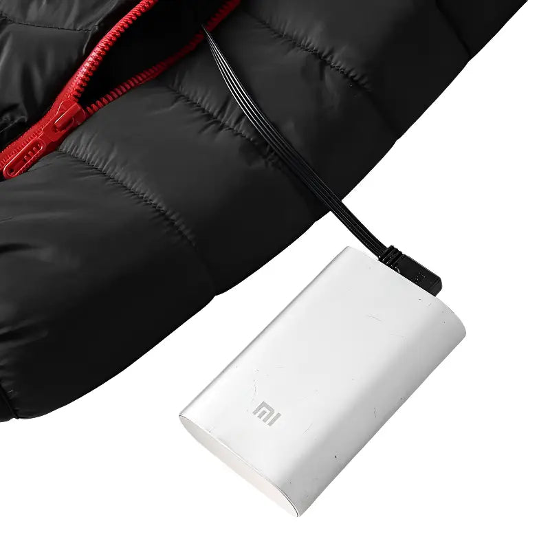 Veste chauffante électrique 5 zones noire et rouge