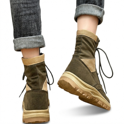 Knee high lace up tactical boots