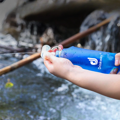 Folding bottle with filter water