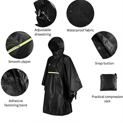 Mens Rain Poncho with Hood