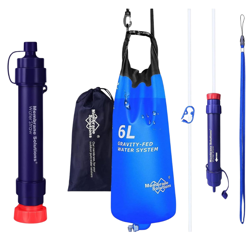 Gravity water filter camping