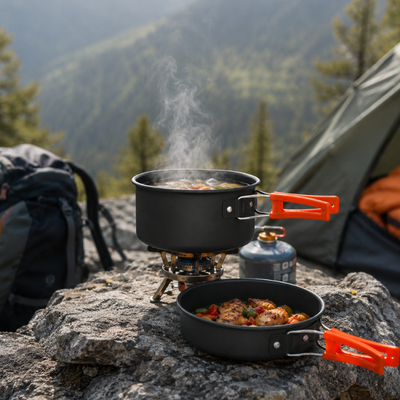Camping pots and pans set