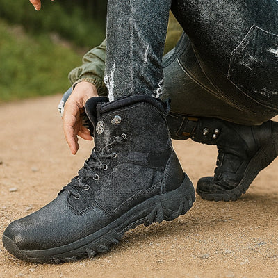 Black tactical combat boots