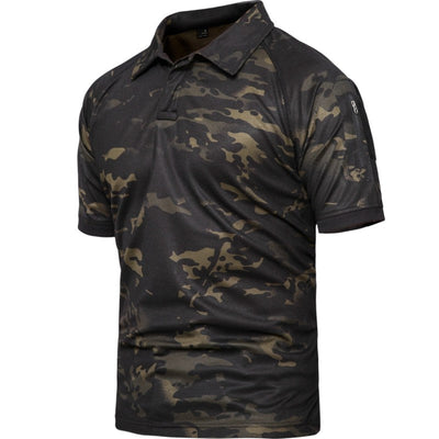 Camo polo shirt with velcro patch