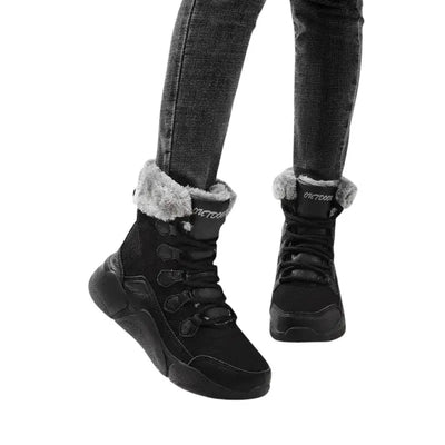 Chaussures noires fourrées femme grand froid