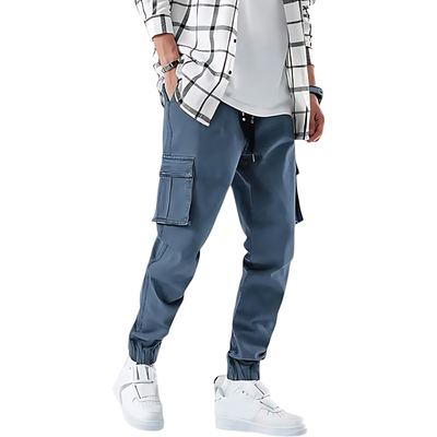 Denim combat trousers