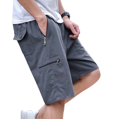 Drawstring tactical zipper cargo shorts