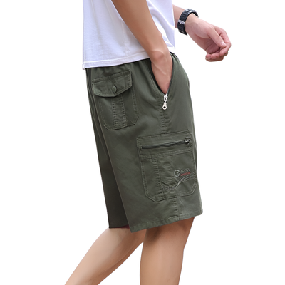 Drawstring tactical zipper cargo shorts