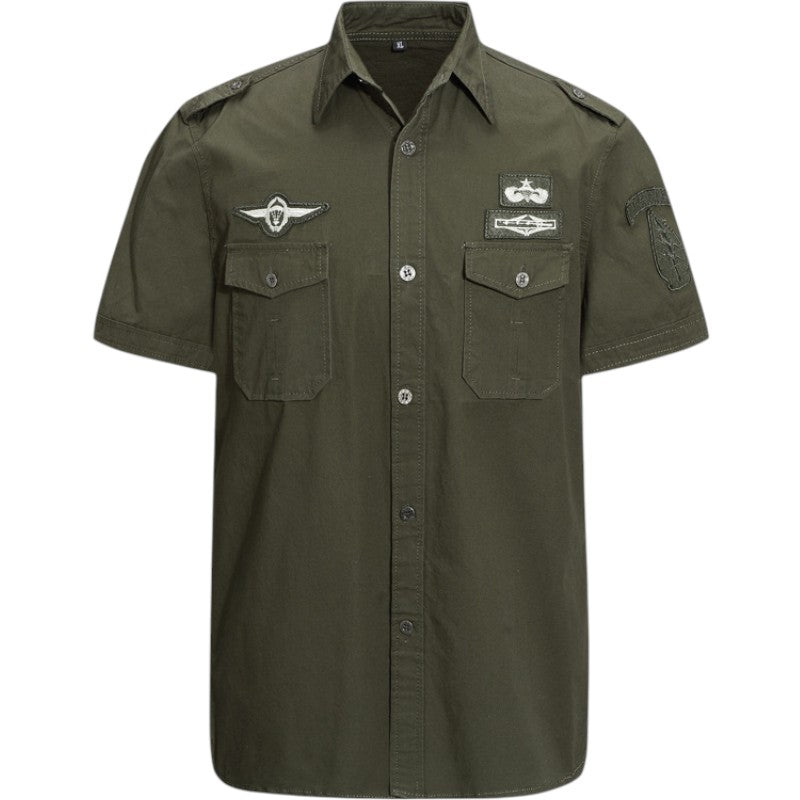 Military shirt with velcro patches
