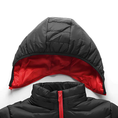 Veste chauffante électrique 5 zones noire et rouge